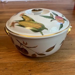 Vtg 1961 Royal Worcester Evesham Gold Covered Casserole Dish Shp23 Sz7 1/2
